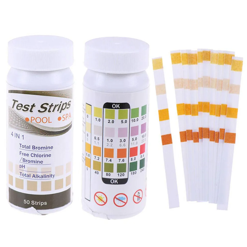 

50 4-in-1 Water Quality Test Papers Swimming Pool SPA Chlorine PH Bromine Total Alkalinity Test Aquarium Fish Tank Test Paper