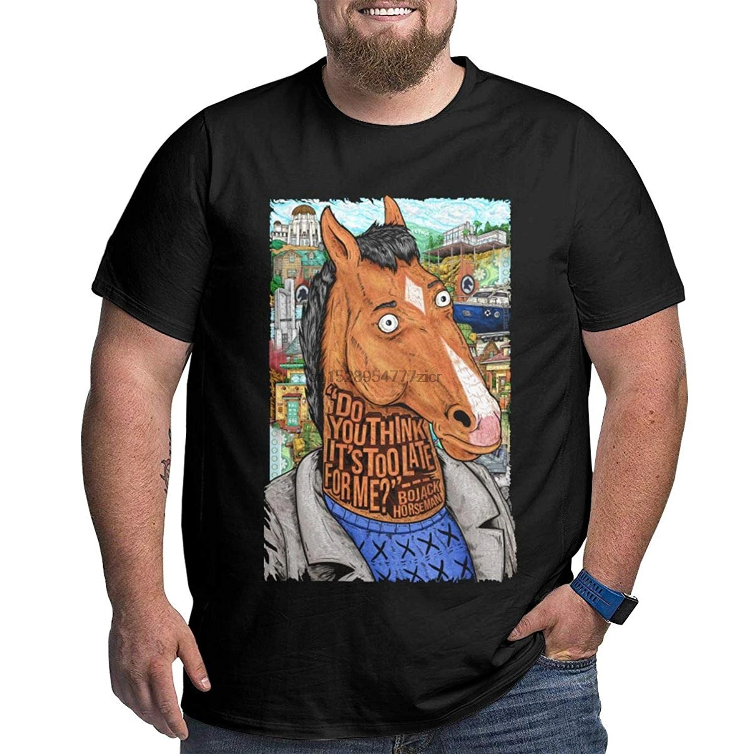 

OYQGEJGPJA Bo-Jack Horseman Big Size Mens T-Shirt Black(7)