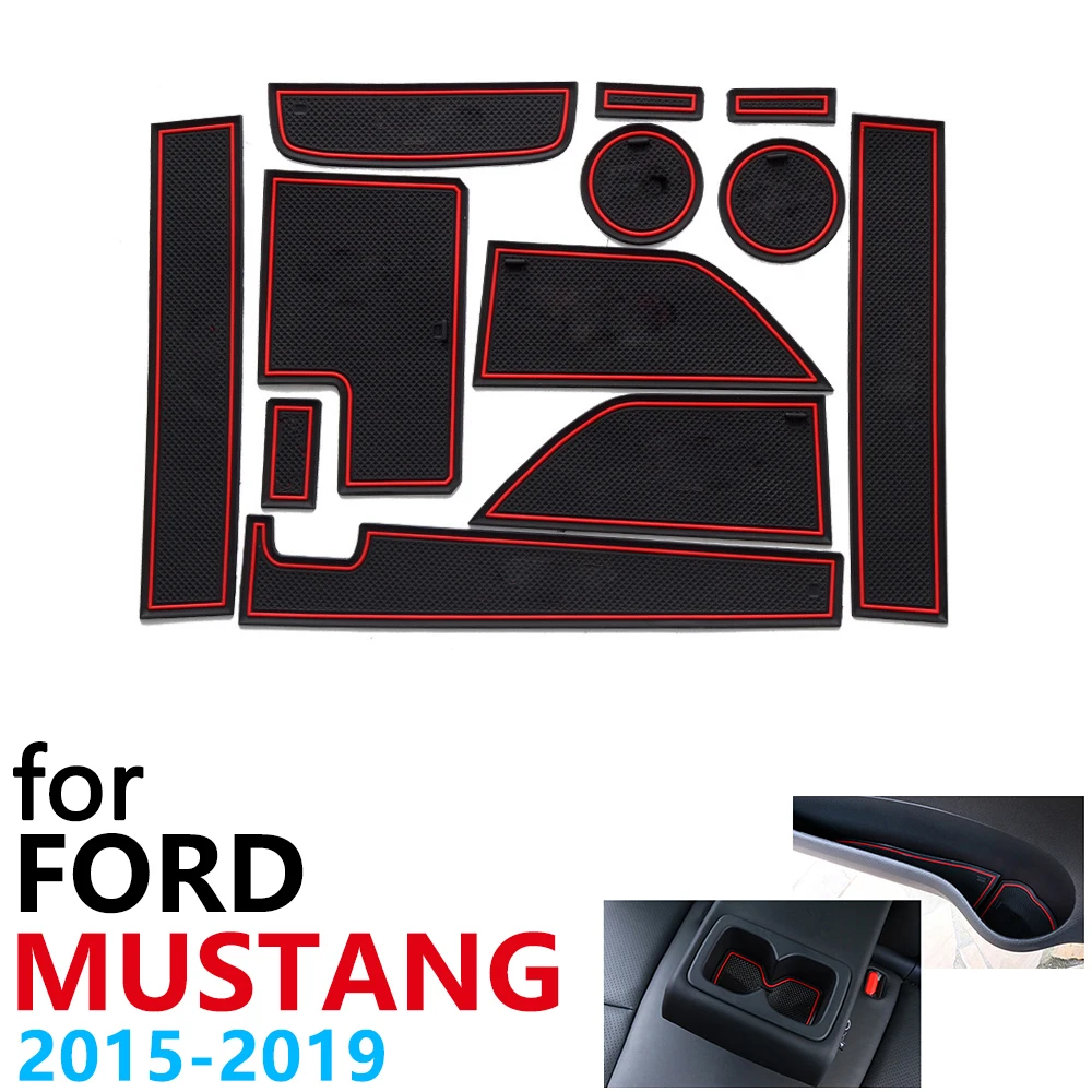 Противоскользящий резиновый коврик для подстаканника дверной с желобом Ford Mustang 6