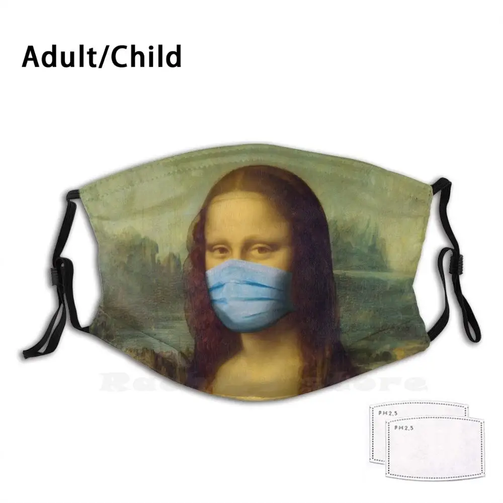 

2020 Mona Lisa Funny Print Reusable Filter Face Mask Toilet Paper Covidiot Quarantine Social Distancing Home Stay At Home Mona