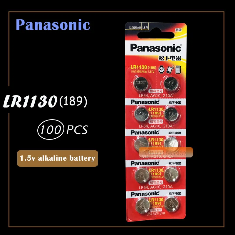 100X100% Подлинная оптовая продажа PANASONIC LR54 189 AG10 L1131 SR1130 G10 V10GA 389 Щелочная Кнопка