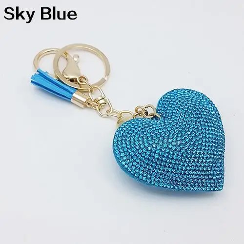 

Romantic Dazzling Rhinestone Love Heart Charm Pendant Fringe Keychain Keyring Bag Pendant Cute Heart Tassel Dazzling Rhinestone