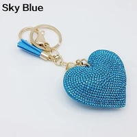 romantic dazzling rhinestone love heart charm pendant fringe keychain keyring bag pendant cute heart tassel dazzling rhinestone
