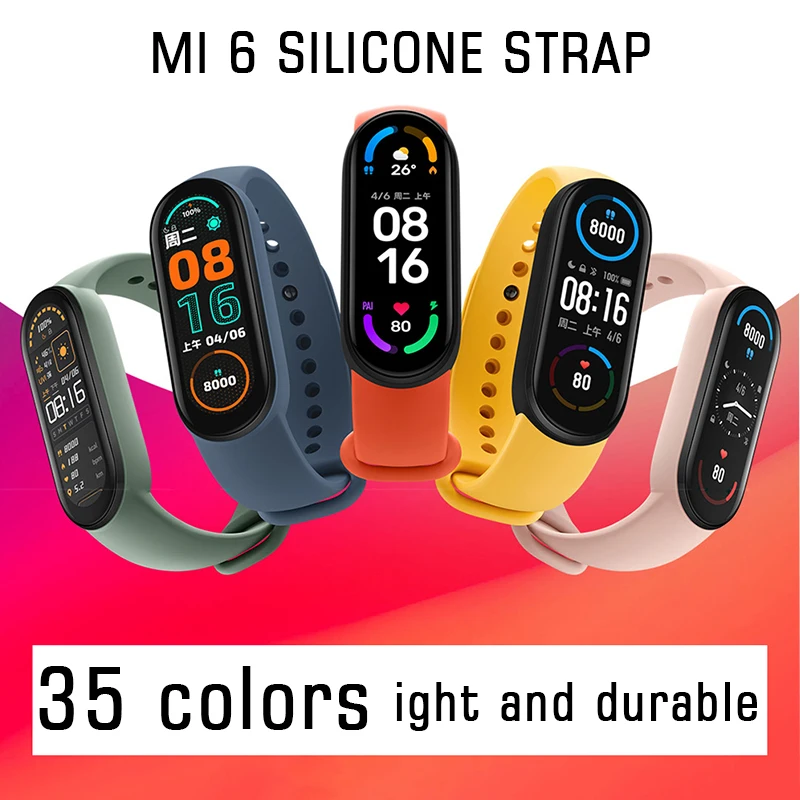 

Официальный оригинальный силиконовый ремешок для Xiaomi MI Band 6, сменный Браслет для MI Band 6, резиновый ремешок для часов, аксессуары