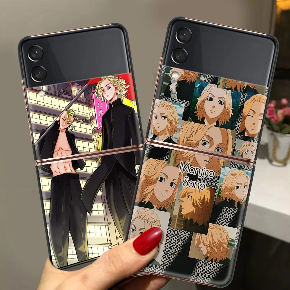 Жесткий чехол для телефона из поликарбоната Manjiro Sano для Samsung Galaxy Z Flip 6,7 дюйма, черный чехол для Samsung Z Flip 3