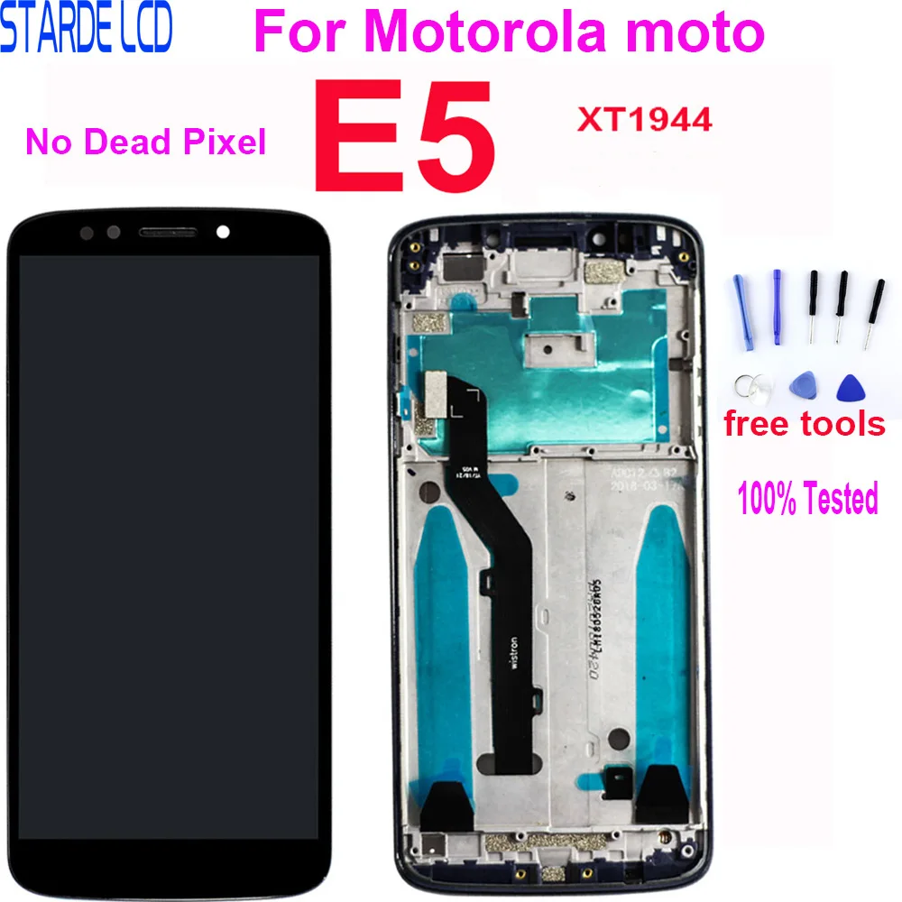 Оригинальный ЖК-дисплей для Motorola moto E5 XT1944, ЖК-дисплей, сенсорный экран, дигитайзер в сборе, запасные части для Moto E5 с рамкой