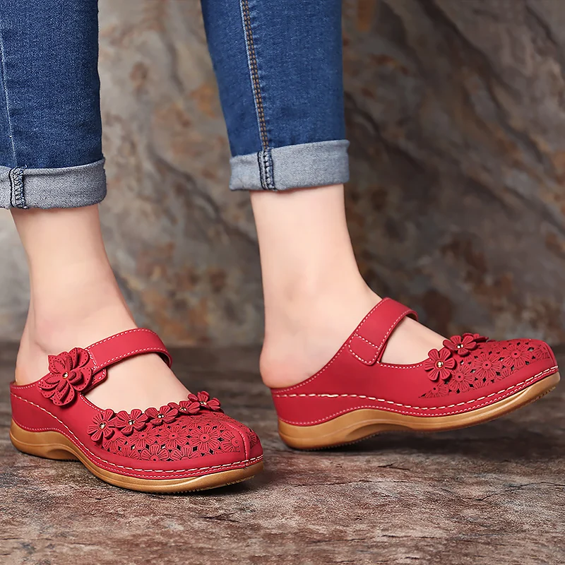 Женские босоножки Женская летняя удобная Пляжная обувь с цветочным принтом