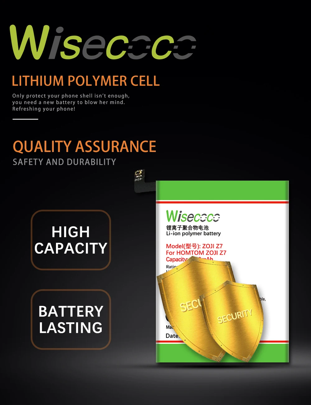 Wisecoco Z7 4000 мАч изготовленный Высококачественный аккумулятор для HOMTOM ZOJI Z7 Z 7 телефон Встроенный аккумулятор замена+ номер отслеживания