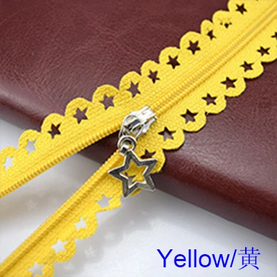 Yellow Zippers 2 шт./лот 25 см Звезды Кружева молнии для одежды декоративные молнии Швейные аксессуары ручной работы цвета молнии со звездами слайдер - Цвет: Yellow Zippers