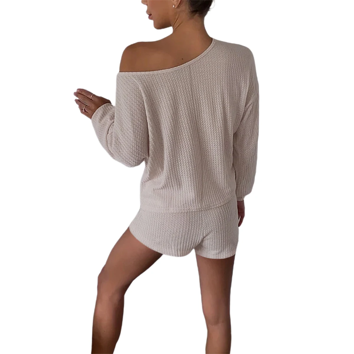 

Hirigin 2020 Fashion Women's Casual Knitted Homewear Outfits, Off Shoulder Long Sleeve Shirts Top +Drawstring Elastic Short Pant