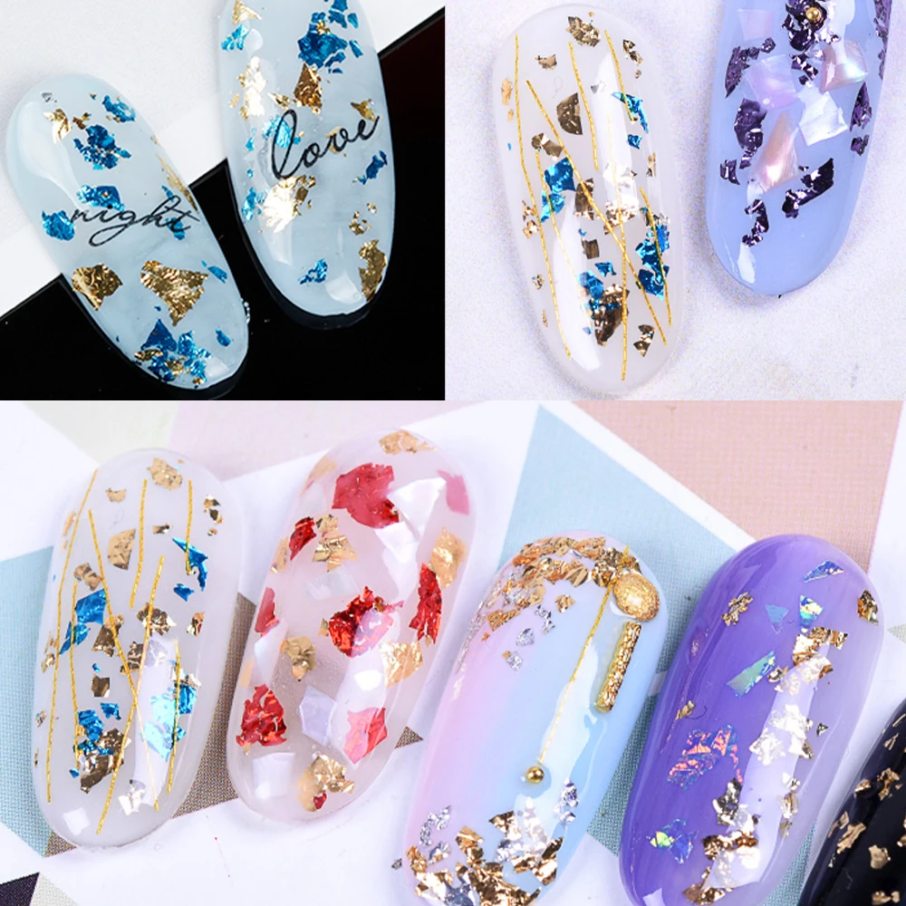 Имитация золотых листьев хлопья для украшения ногтей позолота живопись