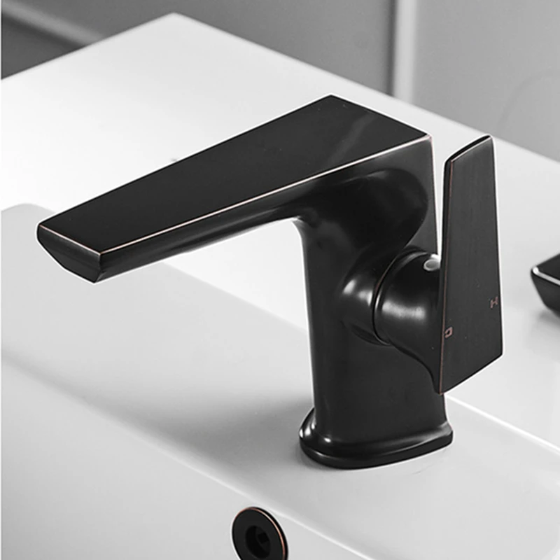 Смесители для раковины Черный/Хромированный медный смеситель с одной ручкой