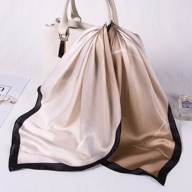 Женский Шелковый квадратный шарф FJ204 модная шаль с цветочным принтом весенне