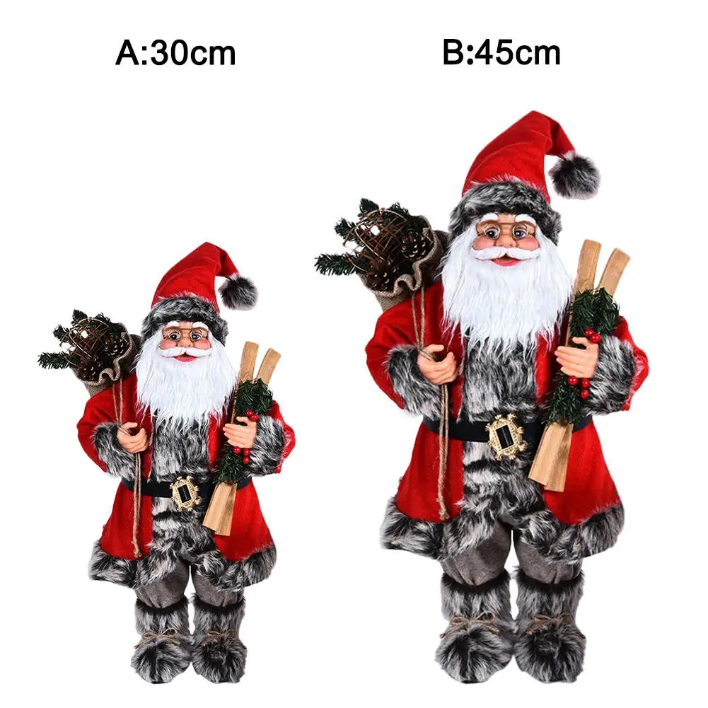 2021 Christmas Santa Claus Figurine Doll in Red Robe Ornament for Home Mall Decor #CO