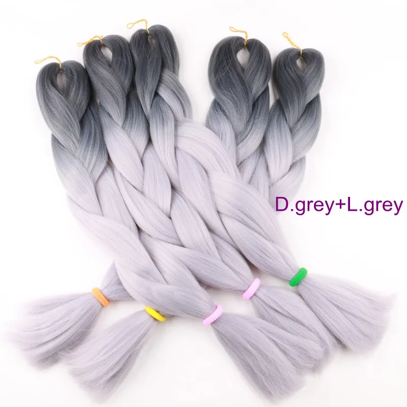 Desire for hair, 1 упаковка, 24 дюйма, 100 г, синтетические огромные косички, цвет Омбре, черный, серый, бордовый, косички для наращивания волос - Цвет: P18/613