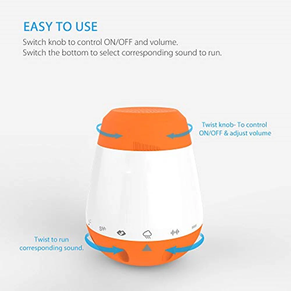 

White Noise Music Portable Baby Therapy Sound Machine Smart Voice Sensor Rechargeable Sleep Soother Infants