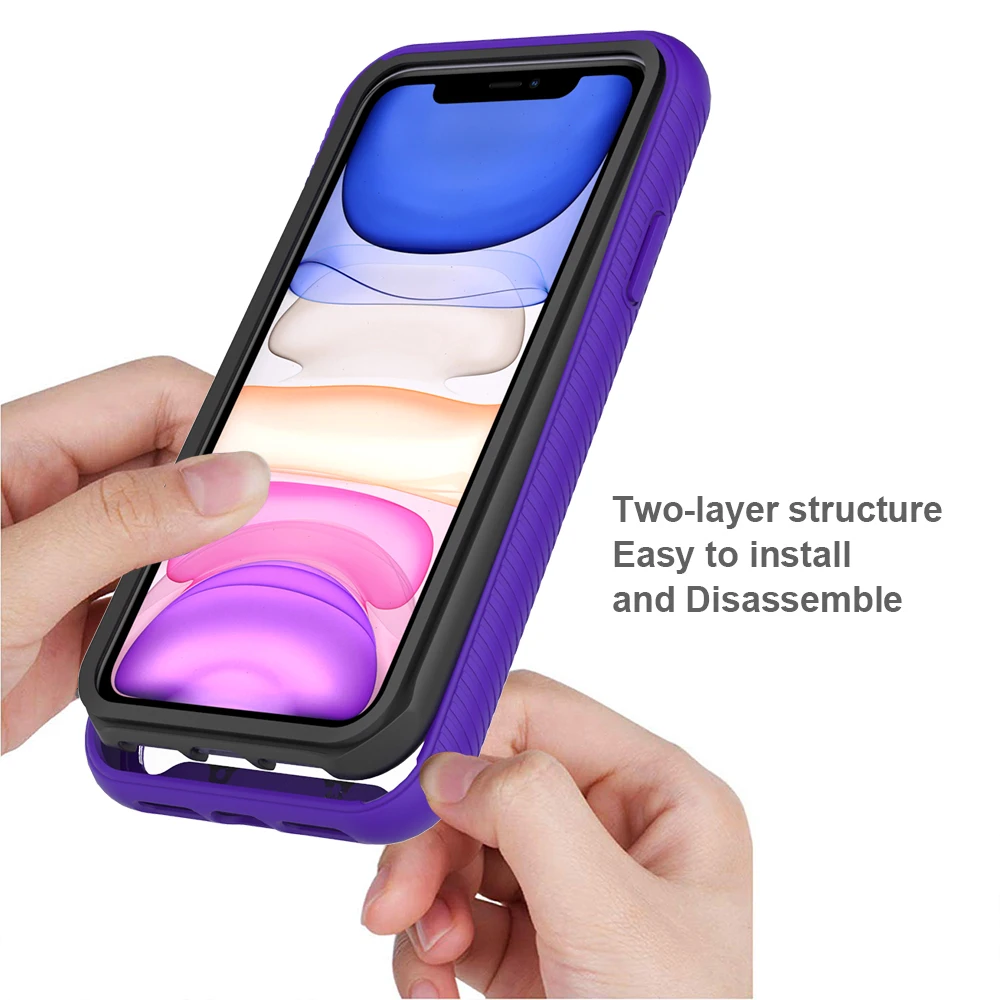 

Luxury Shockproof Case for Apple iPhone 11 12 Mini Pro X XR XS Max 8 7 6 Plus 360 Degree Full PC+TPU Cover Shell