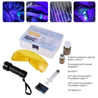 car r134a r12 air conditioning ac system leak test detector kit 28 led uv flashlight protective glasses uv dye tool set