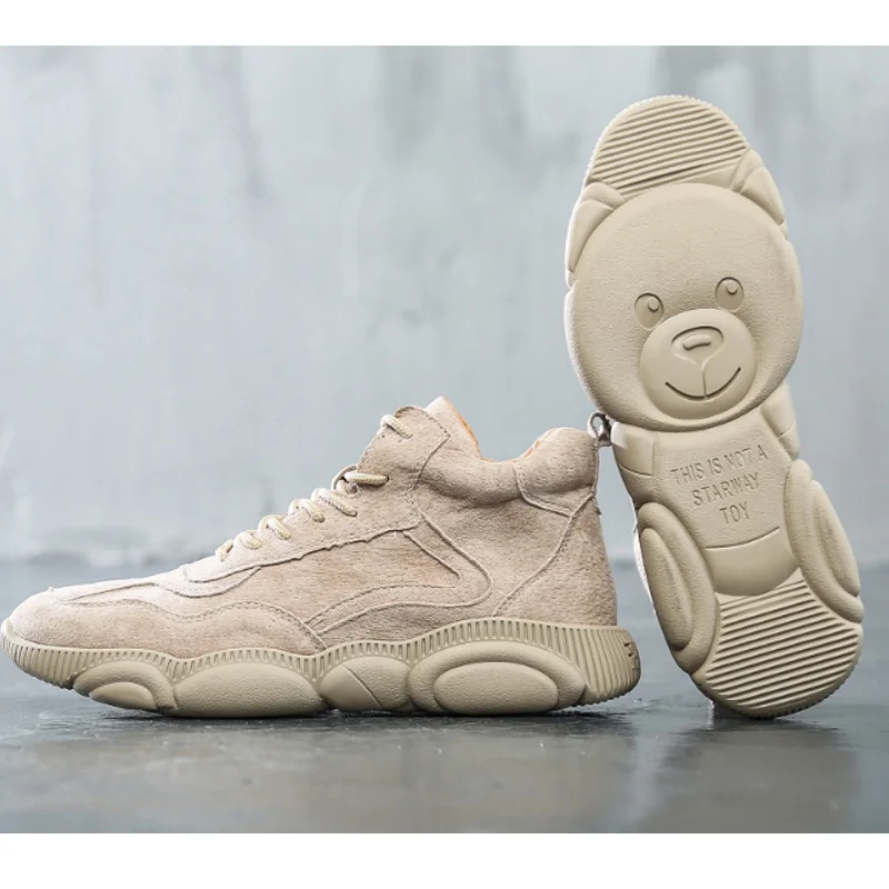 Мужские беговые кроссовки цвета хаки из флока нескользящая и износостойкая