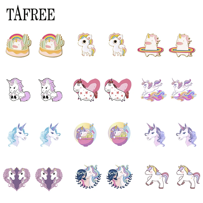 

TAFREE Unicorn Girl Cute Funny Taste Epoxy Clip-on Earrings New Acrylic Earrings Jewelry Ear Clip Jewelry