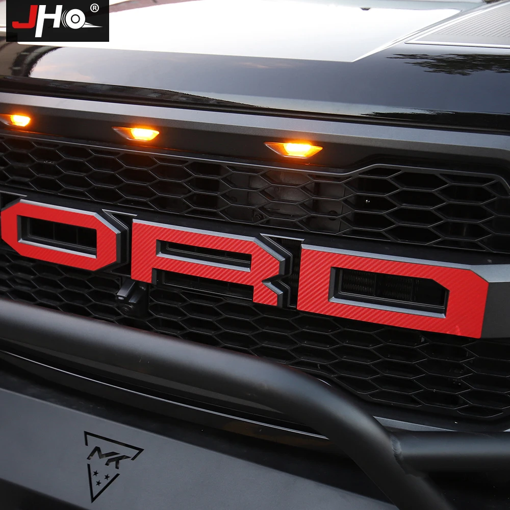 JHO Pickup Accessories Tail Hood Engine Grille Red Letters Sticker Graphics Vinyl Decal for Ford F-150 Raptor