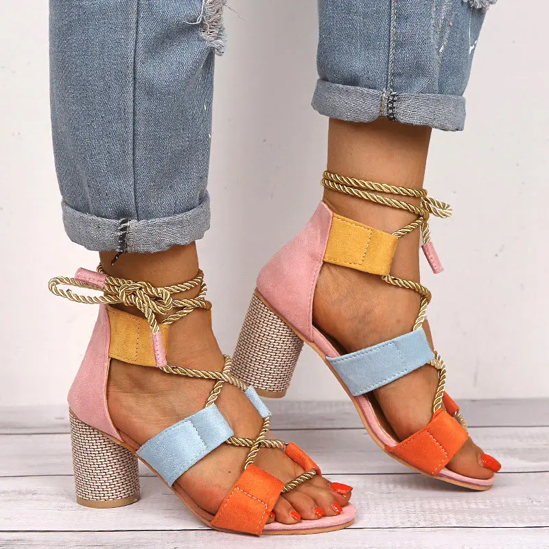 Сандалии женские на шнуровке босоножки с перфорацией обувь открытым носком