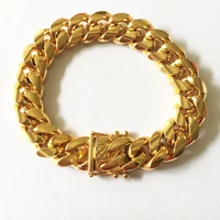 stainless steel curb cuban chain dragon clasp bracelets men fashion hip hop bangles 8mm101214mm 22cm