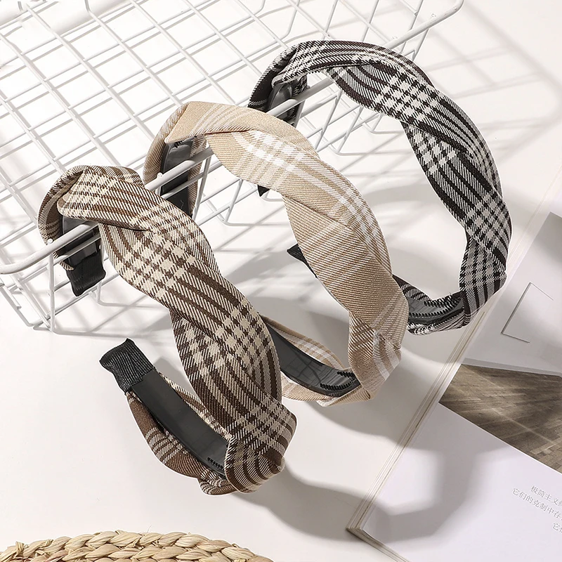 

Повязка для волос с узлом женская, ободок с перехлёстом, коса с широкими боками, аксессуар на голову, Осень-зима