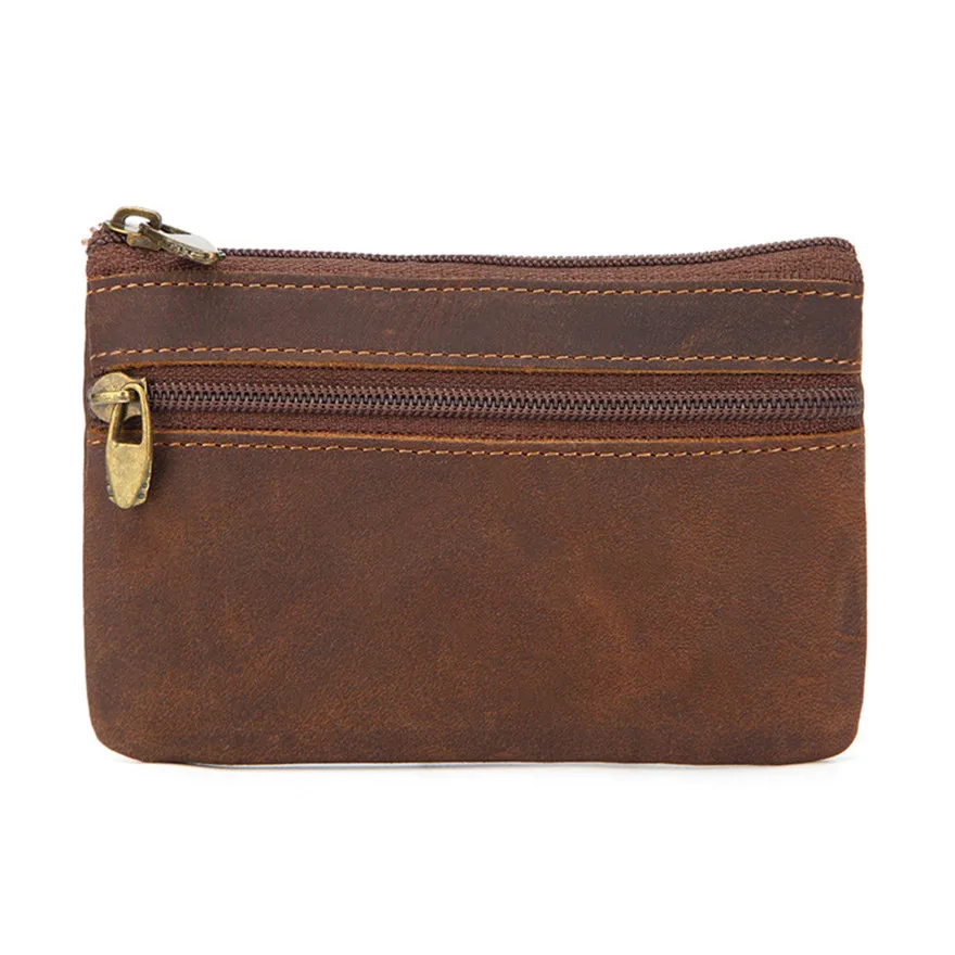 

Hot leather zipper coin purse creative Korean crazy horse leather coin bag car key bag bus card bag