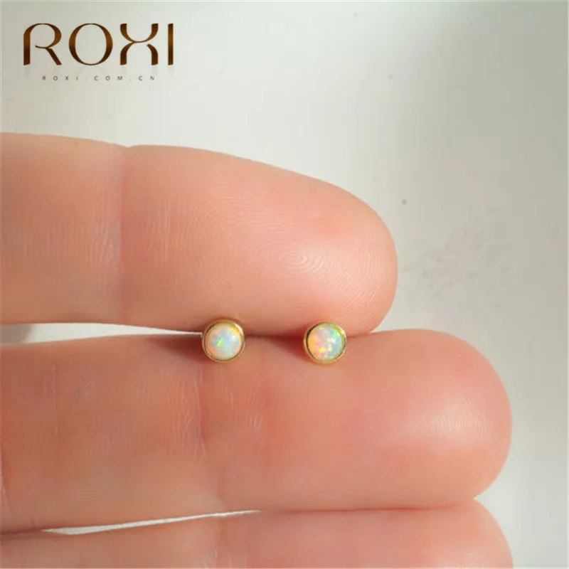 ROXI минималистичные огненные опаловые серьги, корейские серьги-гвоздики для женщин, модные ювелирные изделия, серьга с рождественской тематикой, милые маленькие серьги Oorbellen