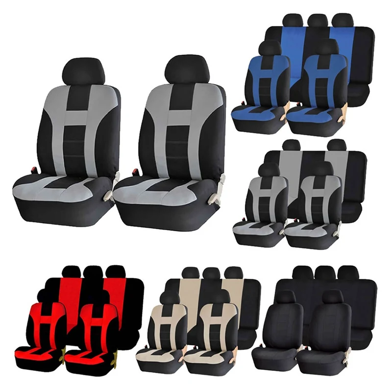 

4/9Pcs Full Set Car Seat Cover Polyester Fabric Auto Seat Cushion Pad Protector Universal For Cars Funda para asiento de coche