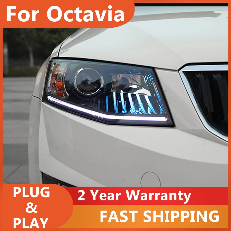 

LED Head Light For Skoda Octavia Headlight 2015-2017 LED DRL Running Lights Bi Xenon Bean Fog Lights Angel Eye Auto Accessories