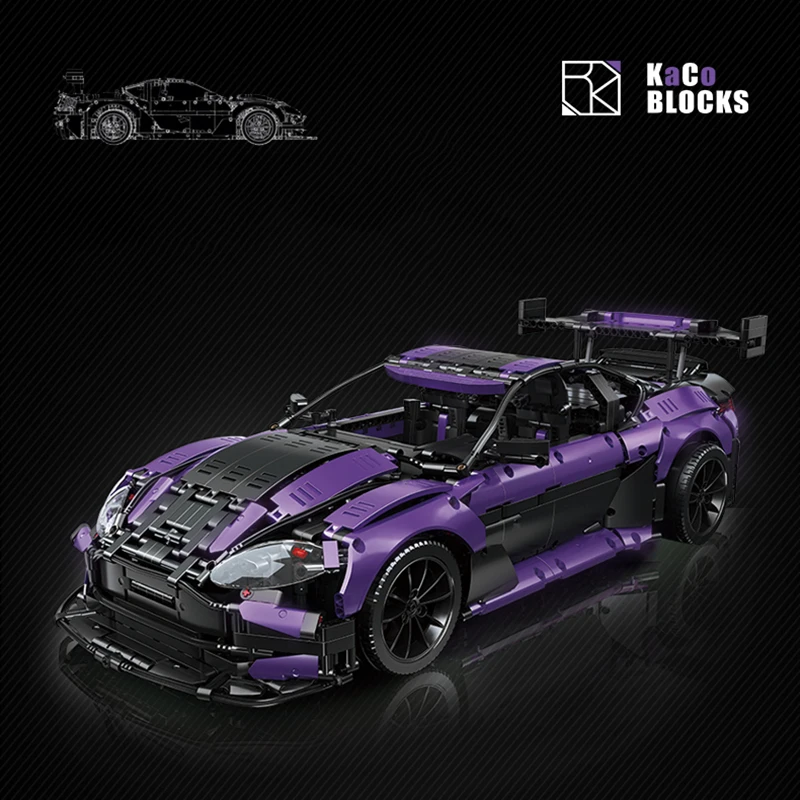 В наличии C001 3850 шт. 1:8 фиолетовый знаменитый Супер спортивный автомобиль MOC-8780 Винтаж конструктор Игрушки для мальчиков классический подарок