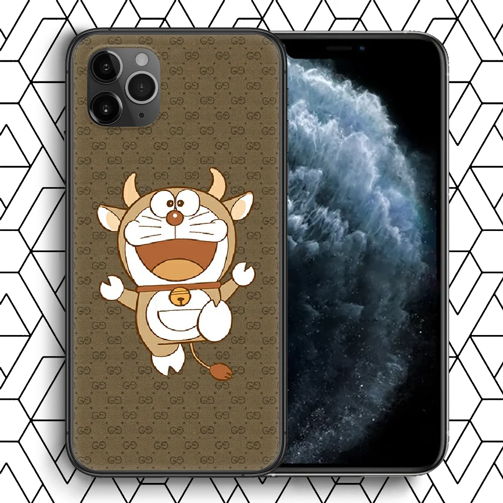 

Italian Luxury Brand Doraemon Phone Case For Iphone 4 4s 5 5S SE 5C 6 6S 7 8 Plus X XS XR 11 12 Mini Pro Max 2020 Black Hoesjes