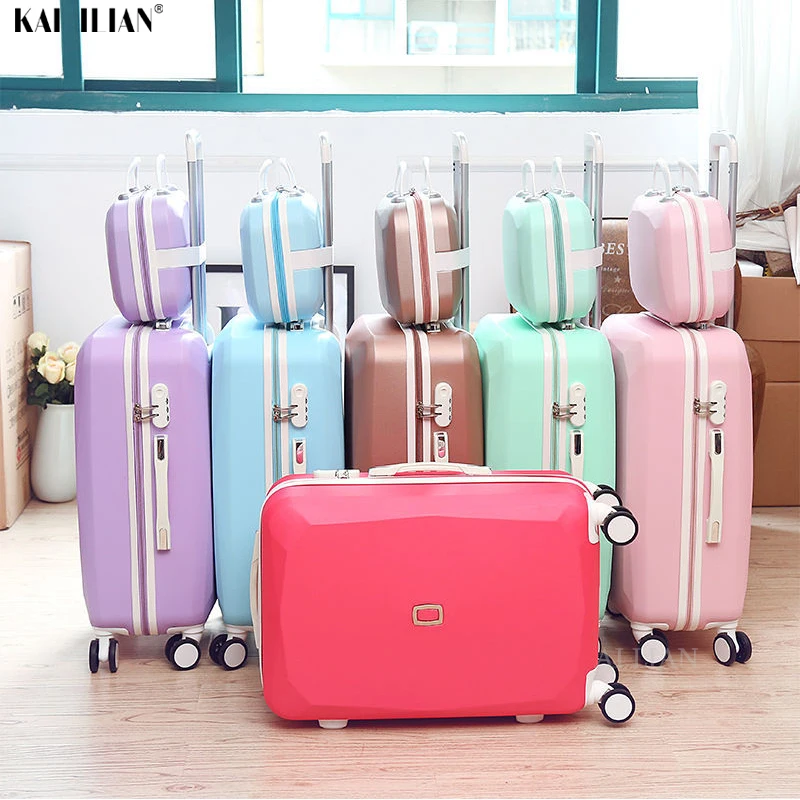 Cute Women Rolling Luggage Sets Spinner Password Suitcase Wheels 20 inch Korean Carry on Trolley Travel Bag 26'' big bag cabin