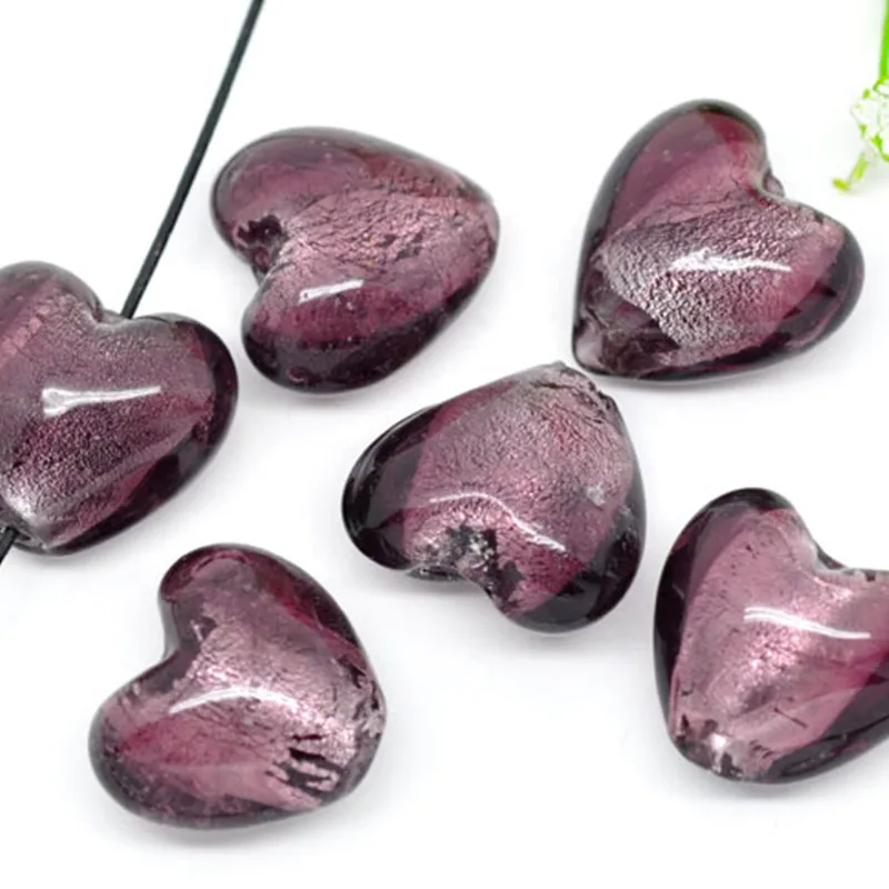 8 сезонов милые DIY ювелирные изделия стеклянные бусины в форме сердца фиолетовый