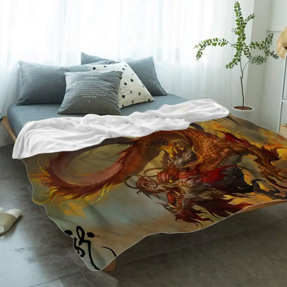 

Flying Dragon Flannel Blanket Home Room Animal Sherpa Blanket Colorful Home Room Throw Blanket Picnic For Kids Sofa Nap Blanket