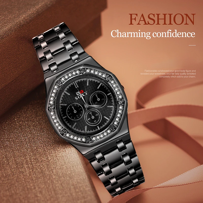 Женские классические часы Geneva роскошные женские со стразами модные с