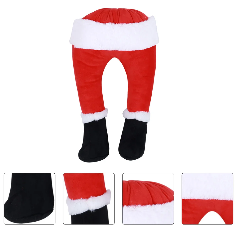 

2Pcs Christmas Stuffed Santa Leg Decoration Photo Props Xmas Tree Leg Embellishment