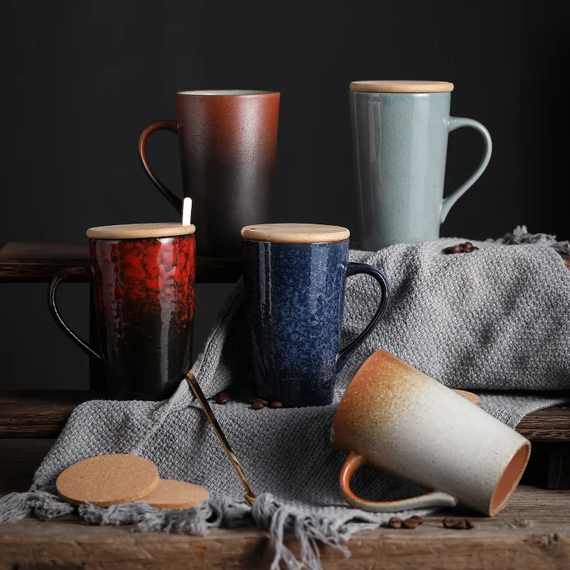 Керамическая кружка с крышкой креативная индивидуальная трендовая большая