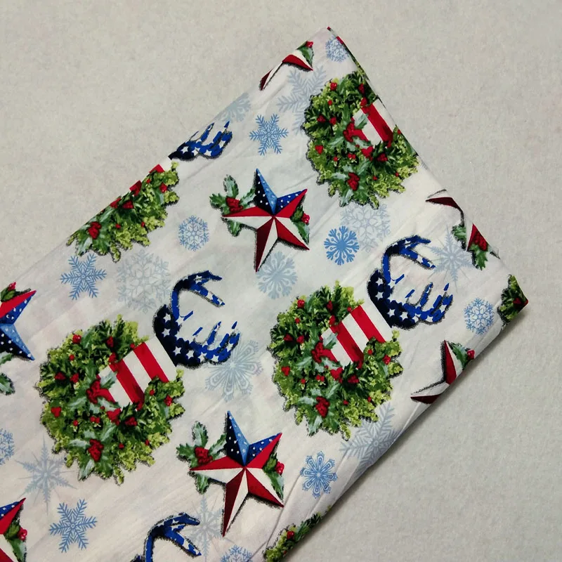 Рождественская Снежинка олень венок с принтом хлопковая ткань Лоскутное детское