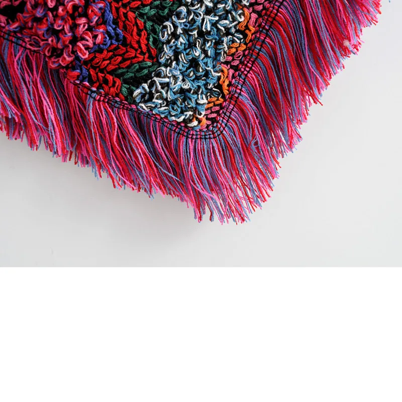 Boho Shawl Plus Size ropa mujer Fringed Knitted Pullover World National Style Cape Vintage Poncho Spring Women's clothing | Женская