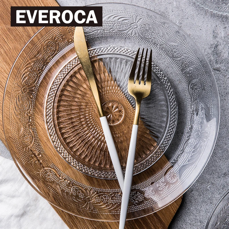 Скандинавская рельефная стеклянная тарелка без свинца фруктовый десерт для