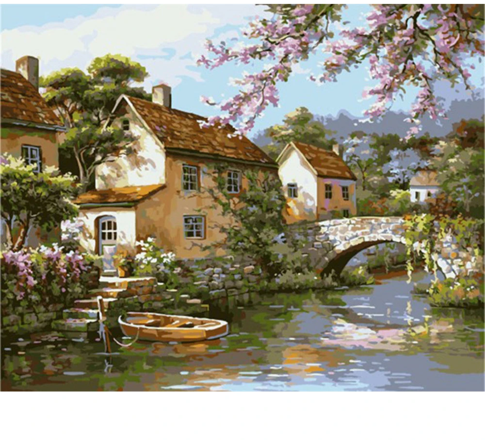 

CraftArtGo Painting By Numbers Landscape Drawing On Canvas HandPainted Gift Picture By Number Waterfall Kits Home Decoration