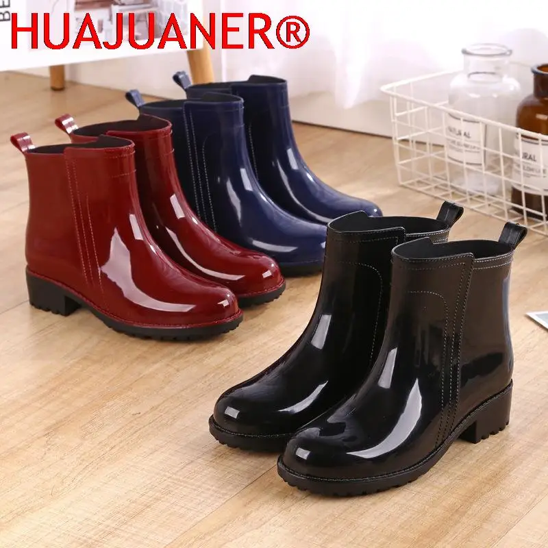 

Style Casual Rubber Shoes Fashion Rain Boots Girls Ladies Walking Waterproof PVC Women's Boots Winter Woman Martins Rainboots