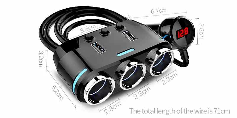 Двойной USB Порты и разъёмы 3 сторонняя Автоматическая розетка для автомобильного
