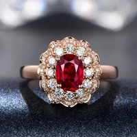 new fashion temperament pigeon blood red flower color treasure adjustable ring 18k rose gold plated for women exquisite jewelry