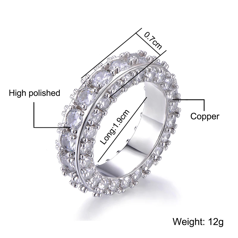 Кольцо с фианитом для мужчин и женщин геометрическое круглое украшение из меди