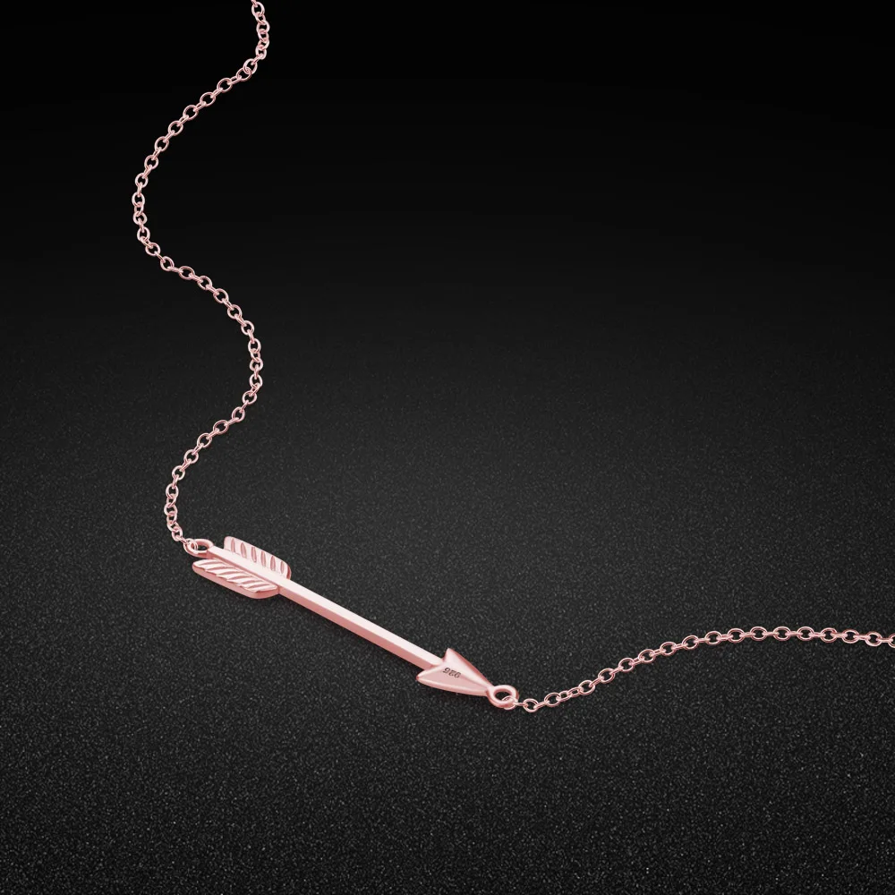 

Новое ожерелье из стерлингового серебра 925 пробы с подвеской в виде стрелы из розового золота, однотонная Серебряная цепочка, очаровательно...