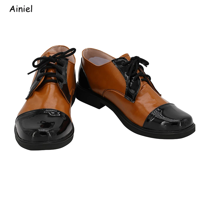 Ботинки для косплея клоуна на заказ кожаные туфли шнуровке коричневого и черного